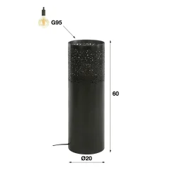 Stehlampe Industrial Zylinder Schwarz Nickel in drei Größen-Vintagehaus Lampen