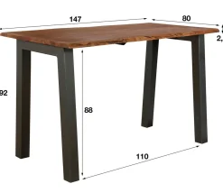 Stehtisch Bartisch Edge Akazie Baumkante Industrial 150/80/2,5-Vintagehaus