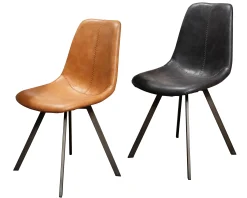 Stuhl Esszimmerstuhl Zig Zag Industrial Lederlook Cognac-Vintagehaus New