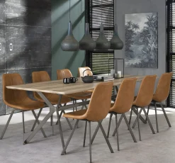 Stuhl Esszimmerstuhl Zig Zag Industrial Lederlook Cognac-Vintagehaus New