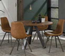 Stuhl Esszimmerstuhl Zig Zag Industrial Lederlook Cognac-Vintagehaus New