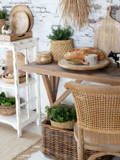 Tapasplatte Serviertablett Tours drehbar Mangoholz und Schnitzereien-Chic Antique