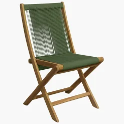 Teakholz Gartenstuhl Klappstuhl Rope Grün-Raw Materials Outlet