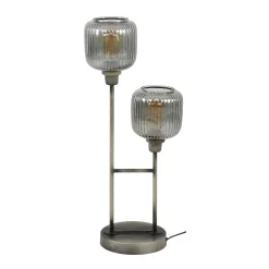 Tischlampe Retro Stripes Glas Silbergrau-Vintagehaus Lampen Online