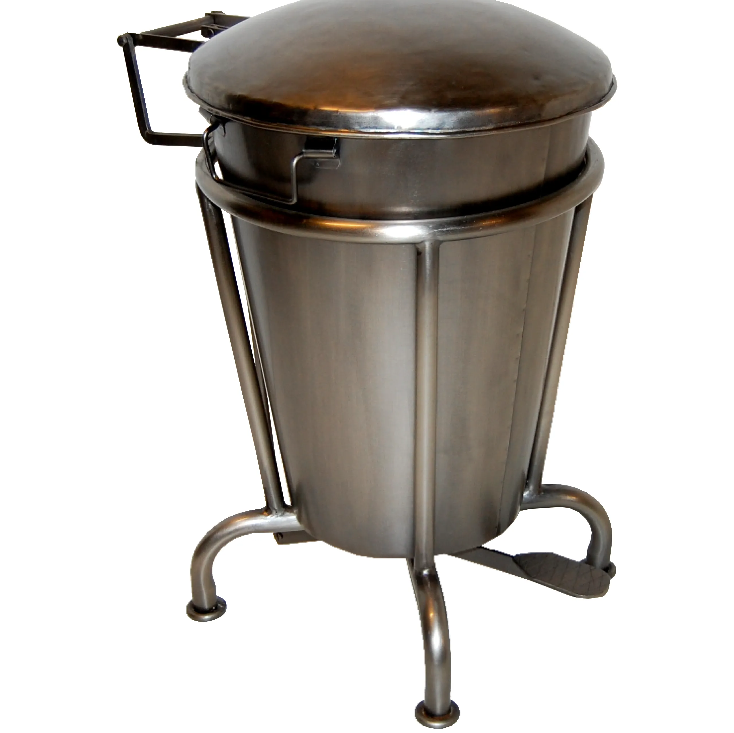 Treteimer Vintage Abfalleimer Industrial Silber Groß Poliert-Vintagehaus Accessoires Best