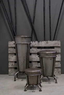 Treteimer Vintage Abfalleimer Industrial Eisen Silbergrau XL-Vintagehaus Accessoires Discount