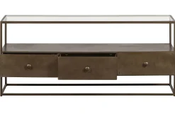 TV-Board Sideboard Depart Industrial Metall Gold Glas 115-BePureHome Clearance