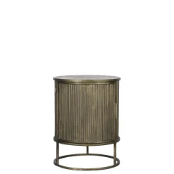 Vintage Beistelltisch Nachttisch Remi Rillenoptik Metall Antik-Messing-Chic Antique Discount