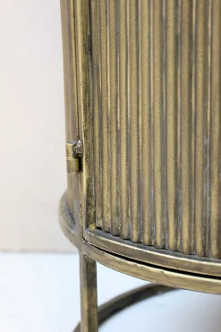 Vintage Beistelltisch Nachttisch Remi Rillenoptik Metall Antik-Messing-Chic Antique Discount