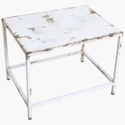 Vintage Beistelltisch Outdoortisch White Iron Metall-Raw Materials Outlet