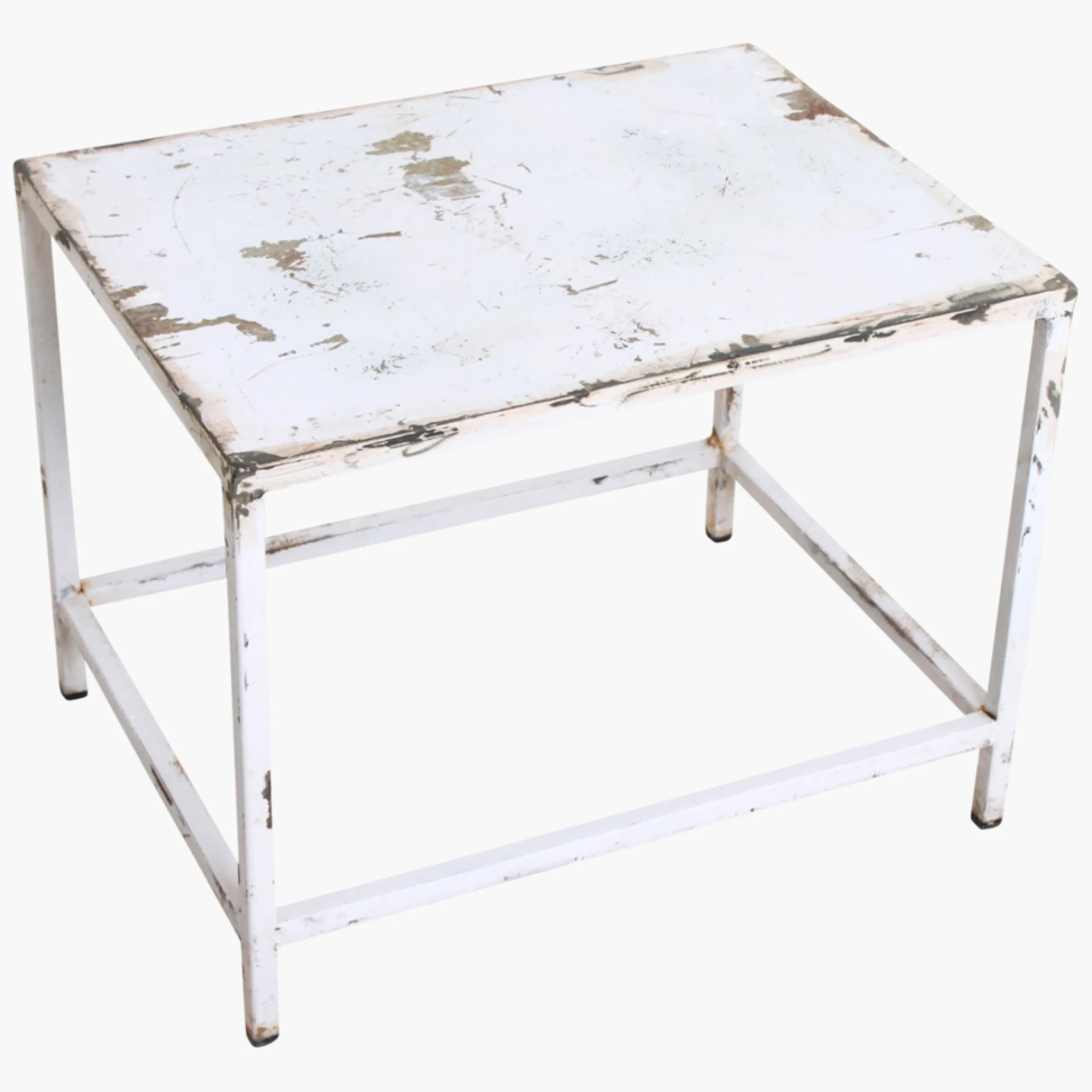 Vintage Beistelltisch Outdoortisch White Iron Metall-Raw Materials Outlet