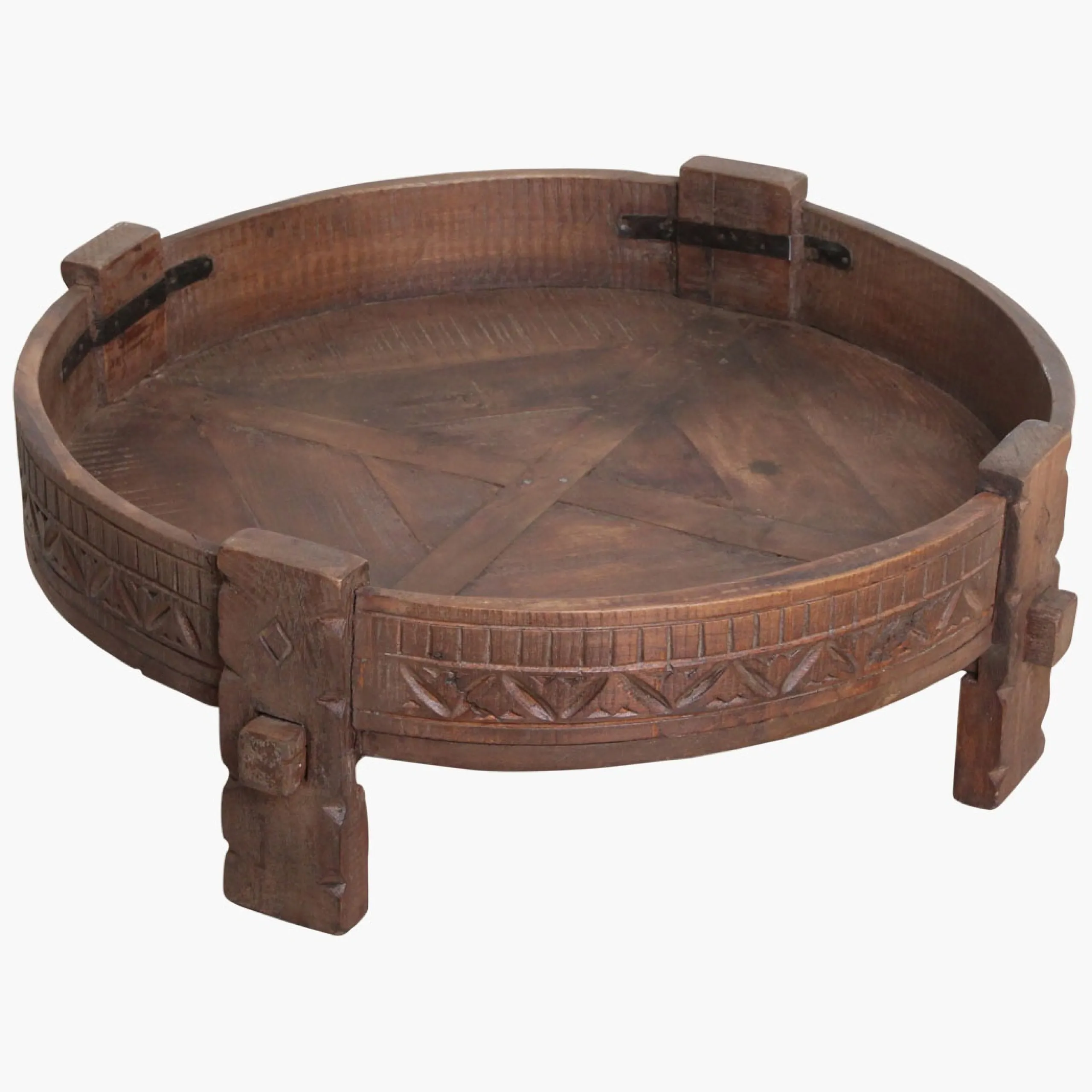 Vintage Couchtisch Grinding Bowl Holz Indien Alt-Raw Materials Sale