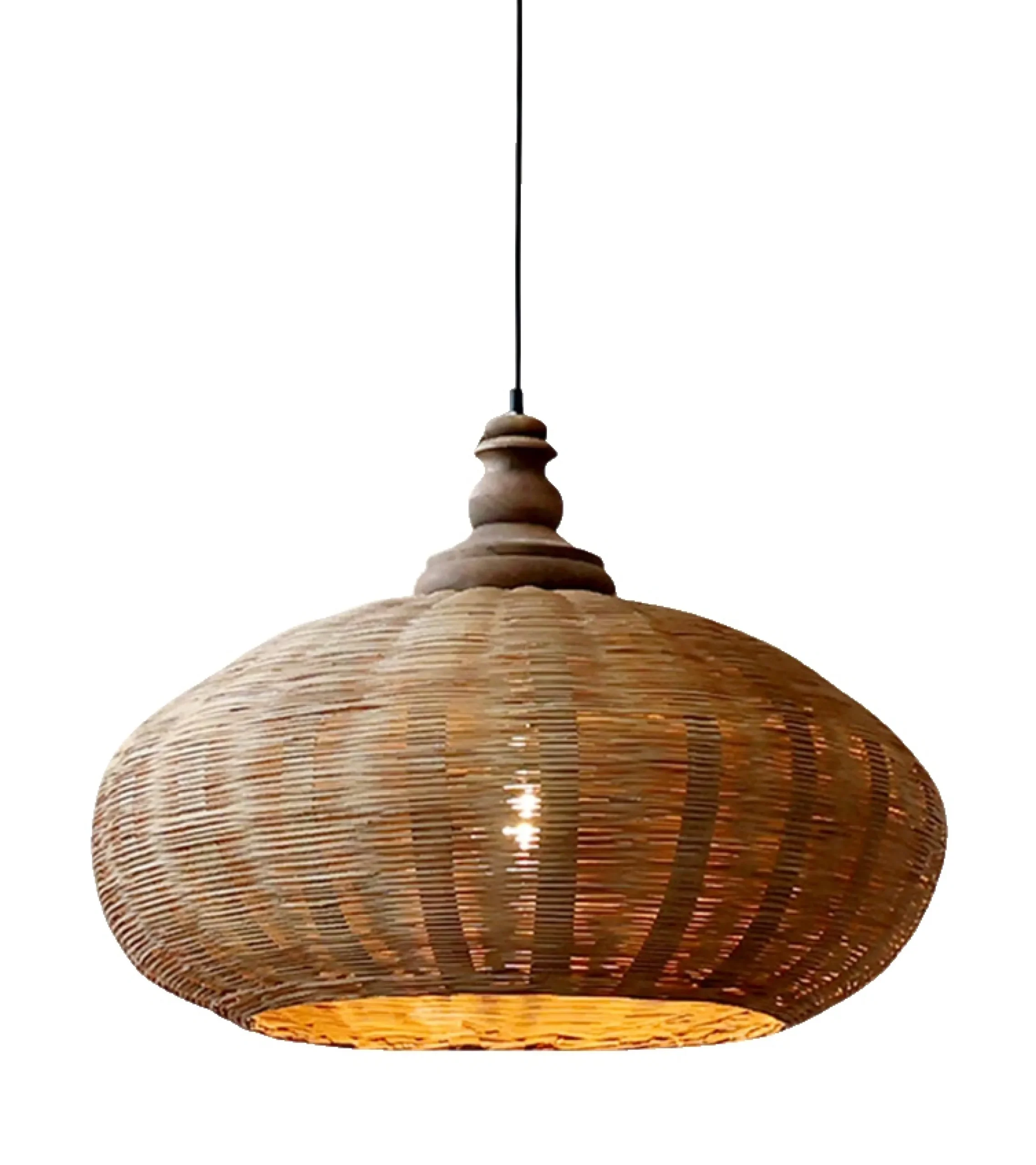 Vintage Hängelampe Chateau Rattangeflecht Mangoholz-Chic Antique Outlet