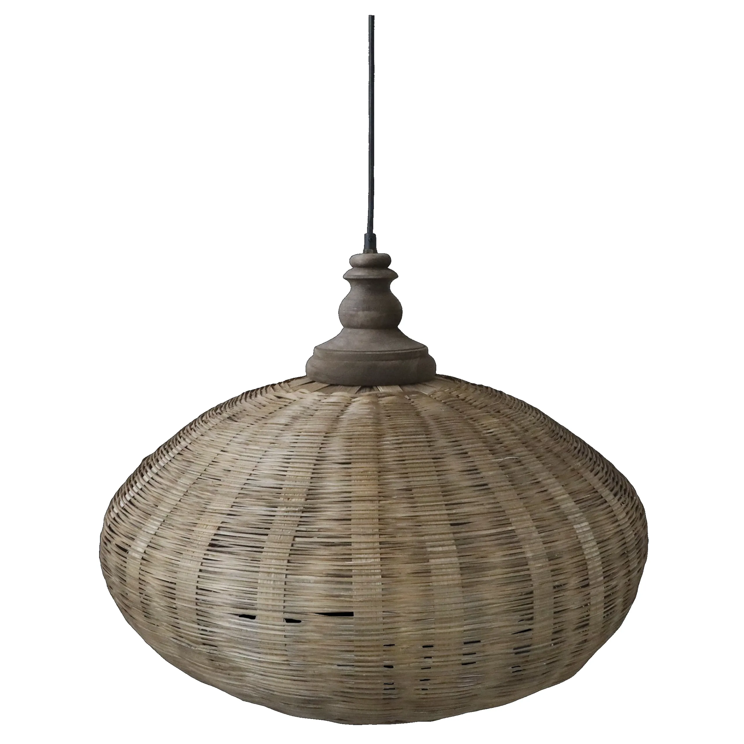 Vintage Hängelampe Chateau Rattangeflecht Mangoholz-Chic Antique Outlet