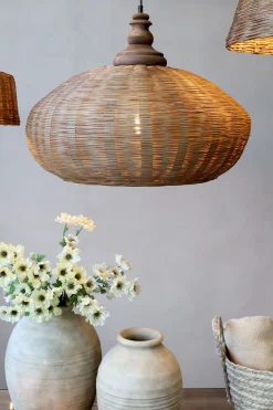 Vintage Hängelampe Chateau Rattangeflecht Mangoholz-Chic Antique Outlet