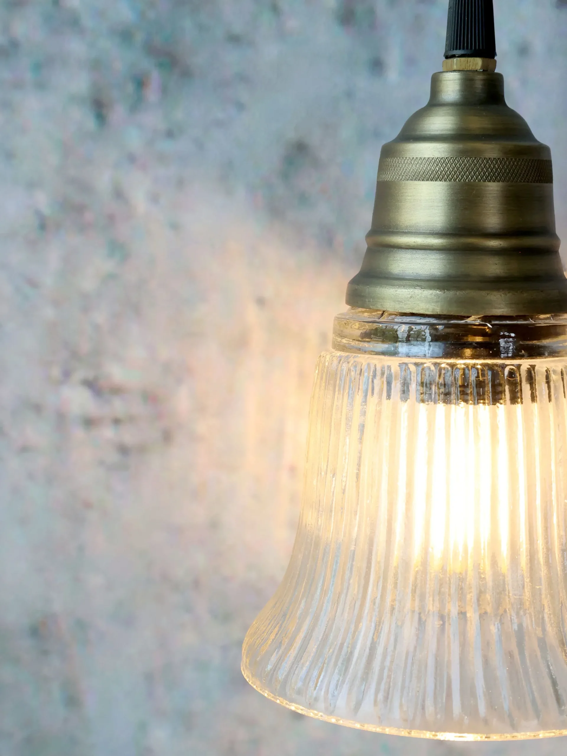 Vintage Hängelampe Jardin Glas Messingfassung Modell 2 Klarglas-Chic Antique New