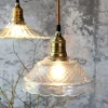 Vintage Hängelampe Jardin Glas Messingfassung Modell 6 Klarglas-Chic Antique Clearance