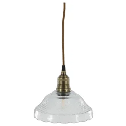 Vintage Hängelampe Jardin Glas Messingfassung Modell 6 Klarglas-Chic Antique Clearance