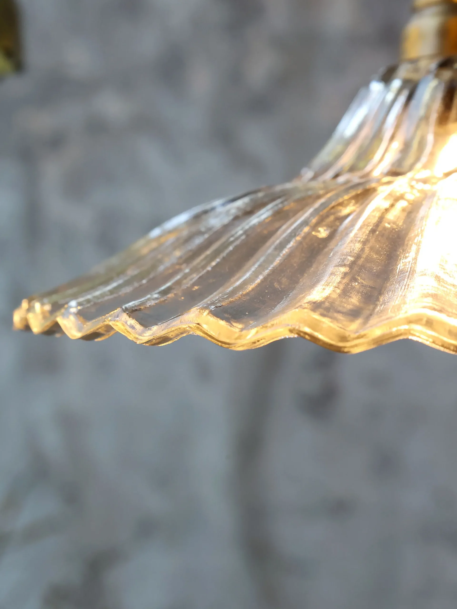 Vintage Hängelampe Jardin Glas Messingfassung Modell 4 Klarglas-Chic Antique