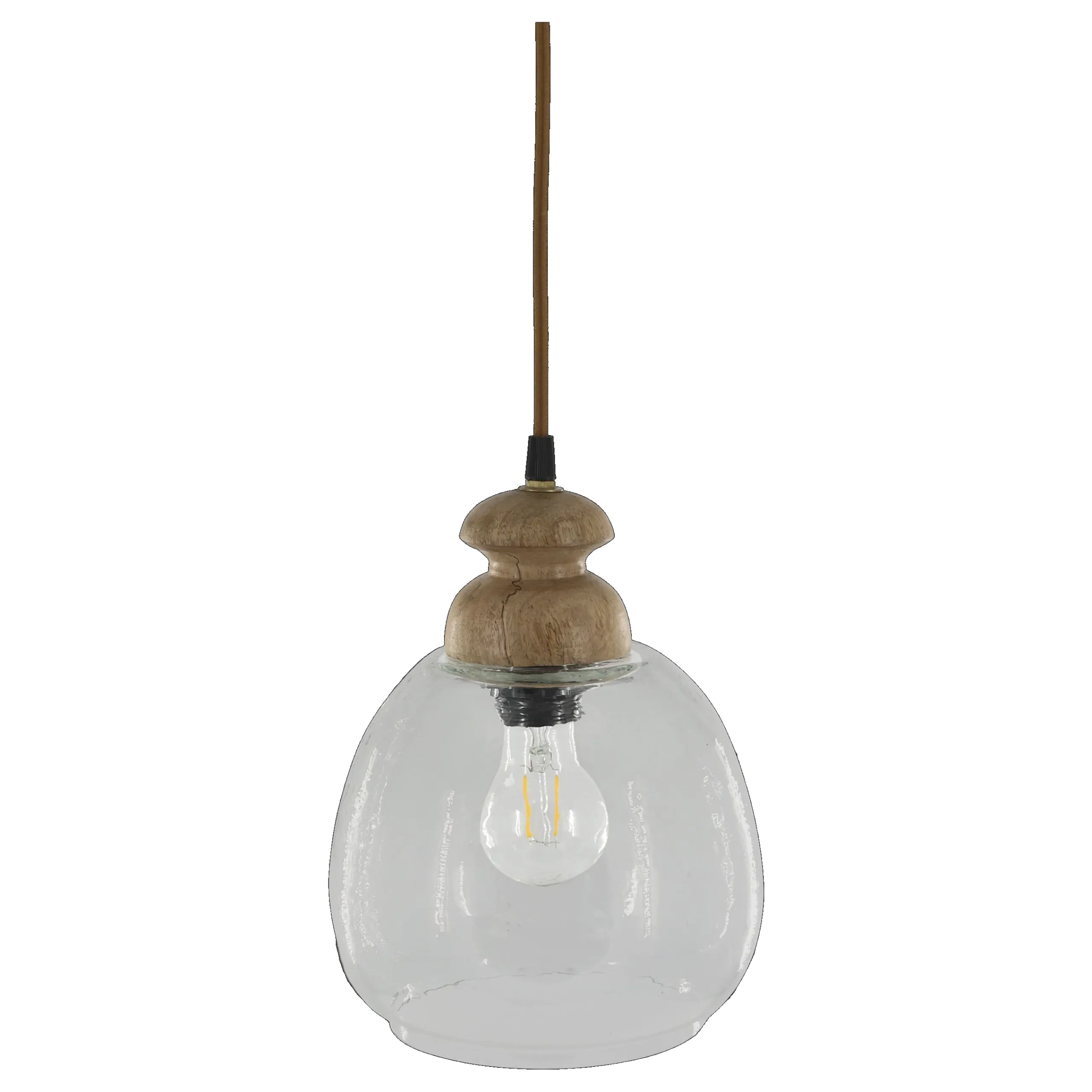 Vintage Hängelampe Maison De Campagne Glas Mangoholz Rund-Chic Antique Hot