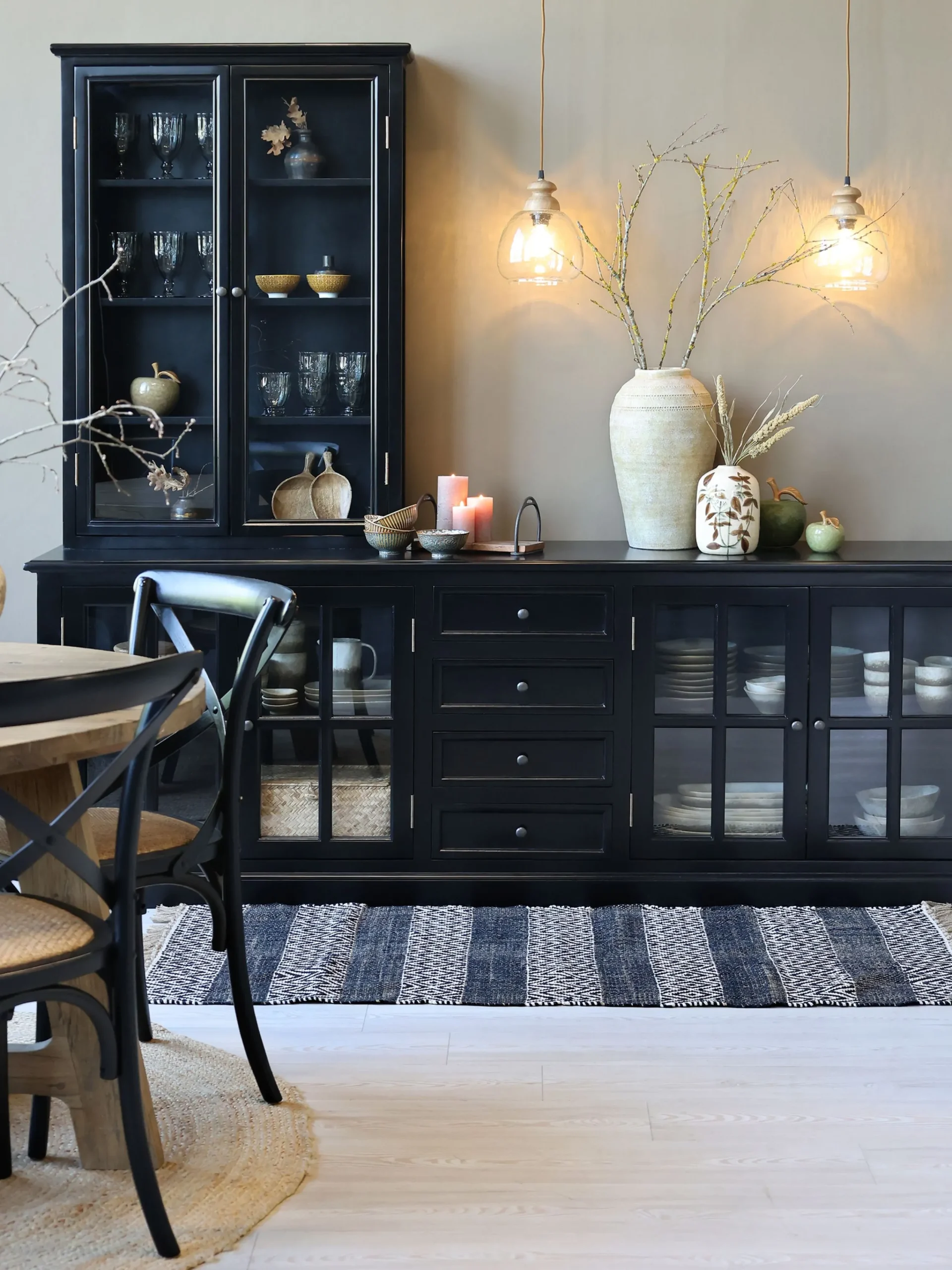 Vintage Hängelampe Maison De Campagne Glas Mangoholz Rund-Chic Antique Hot