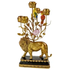 Vintage Kerzenständer Kerzenleuchter Löwe Gold 5 flamming-Vintagehaus Accessoires Online