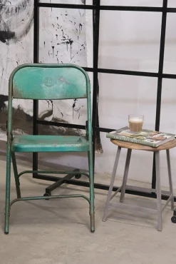 Vintage Klappstuhl Easy Balkonstuhl Esszimmerstuhl Aquablau-Raw Materials