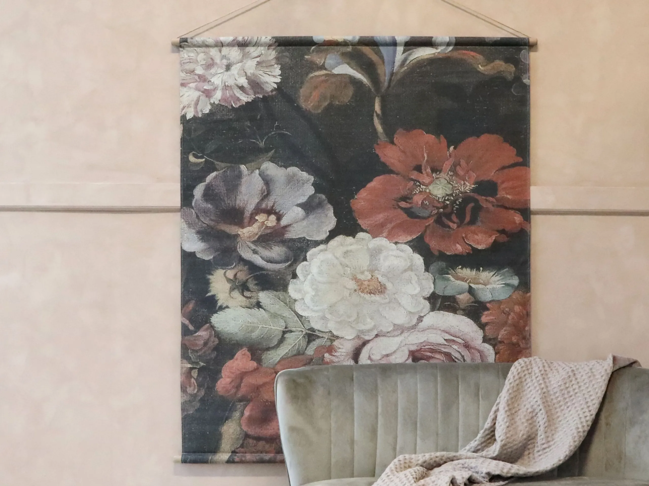 Vintage Leinwandbild Opulenter Blumenstrauß Französischer Blumendruck 150/120-Chic Antique Clearance