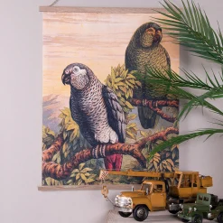 Vintage Leinwandbild Papageien Faunadruck 65/50 cm-Vintagehaus Accessoires New