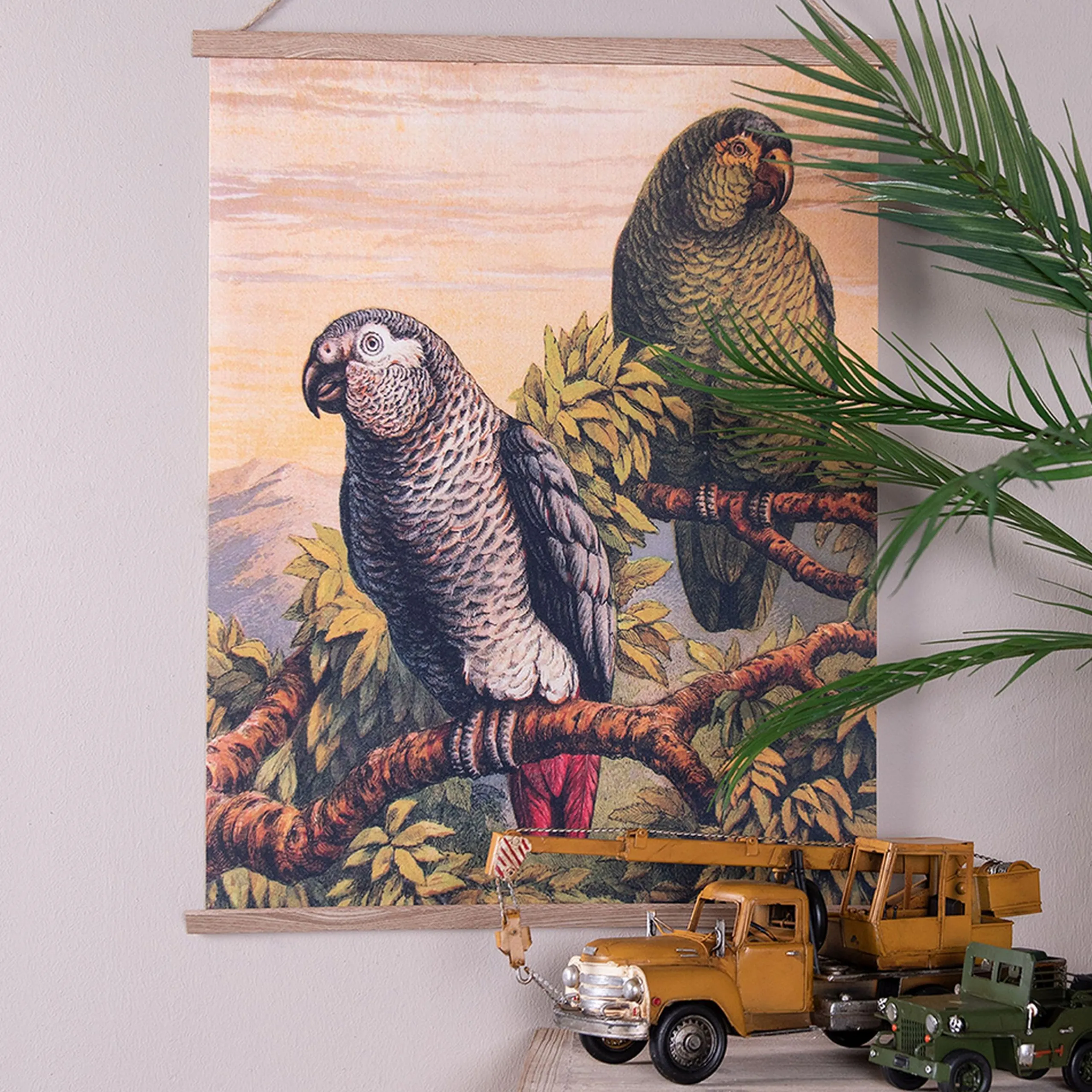 Vintage Leinwandbild Papageien Faunadruck 65/50 cm-Vintagehaus Accessoires New