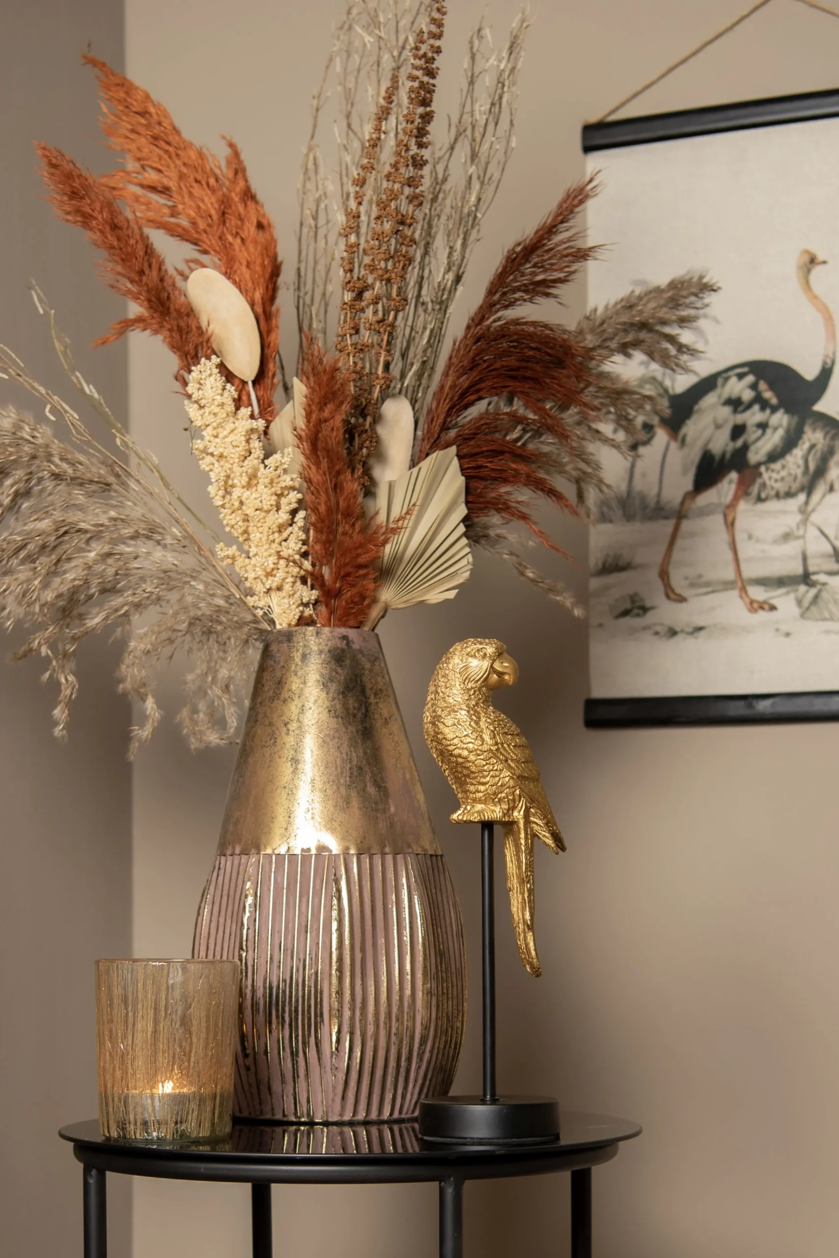 Vintage Leinwandbild Vogel Strauß Faunadruck 60/40 cm-Vintagehaus Accessoires Discount