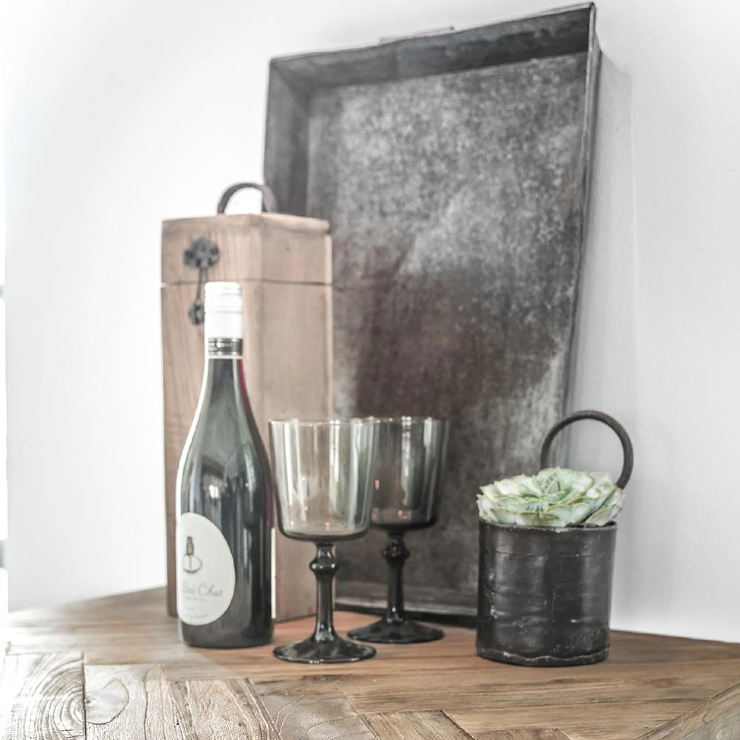 Vintage Metalltablett Tray mit zwei Griffen-Vintagehaus Accessoires Hot