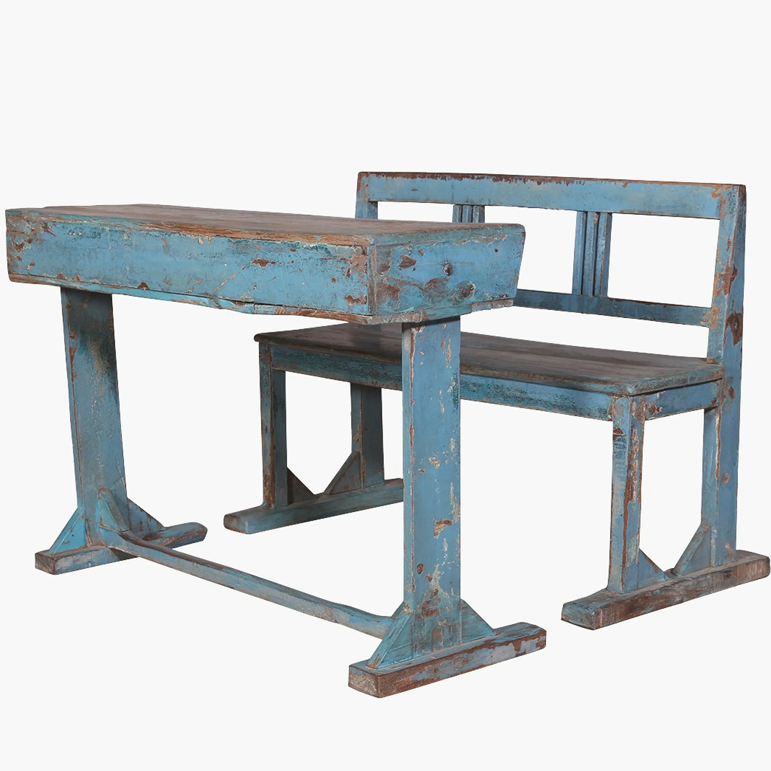 Vintage Schulbank Indien Recyceltes Holz Used-Raw Materials Outlet