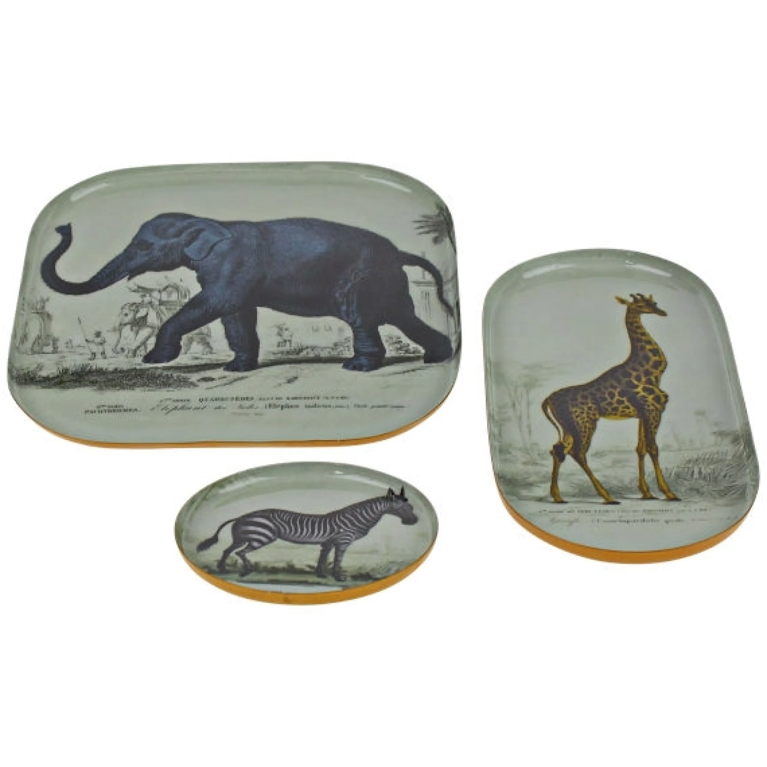 Vintage Tablett 3er Set Safari Tiermotive Metall-Vintagehaus Accessoires Online