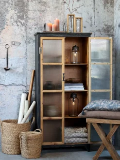 Vintage Vitrine Mathéo Holz Metall geripptes Glas-Chic Antique Online