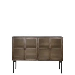 Vintage Vitrine Sideboard Antoine Holz Metall gerippte Front-Chic Antique Discount