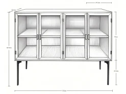 Vintage Vitrine Sideboard Antoine Holz Metall gerippte Front-Chic Antique Discount