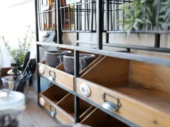 Vintage Wandregal Bruno 4 Schubladen 3 Gitterfächern Schwarz-Chic Antique Best