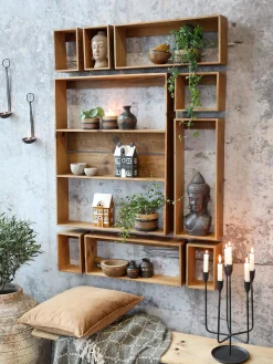 Vintage Wandregal Joel Holz 9er Set verschiedene Größen-Chic Antique Online