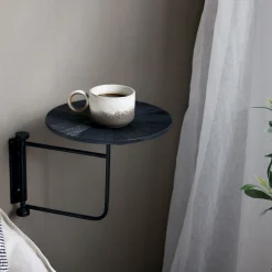 Vintage Wandtisch Nachttisch Schwarz Holz schwenkbar-Chic Antique Discount