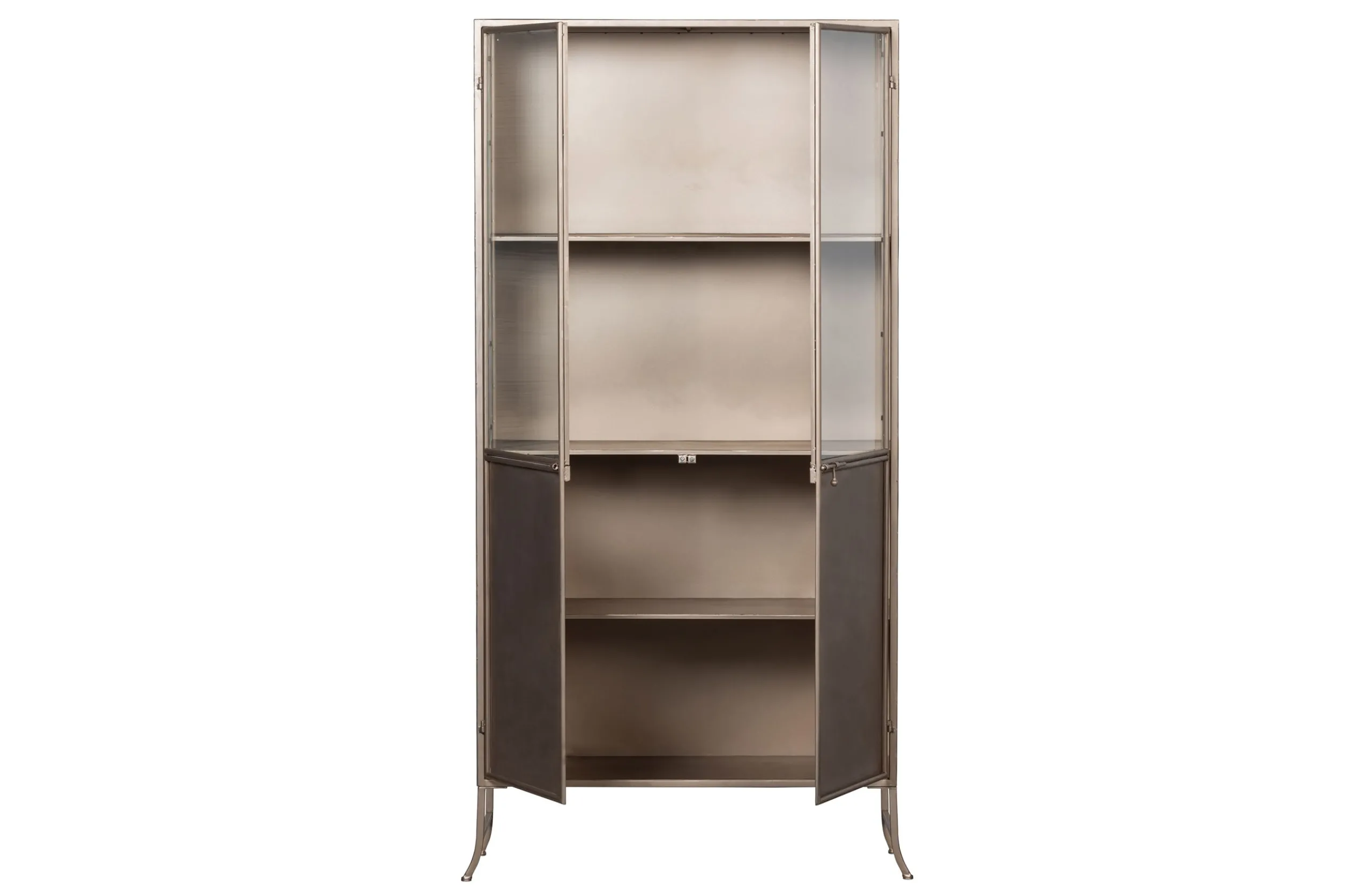 Vitrine Industrial Vintage Astoria Metall Glas Champagner-BePureHome Best