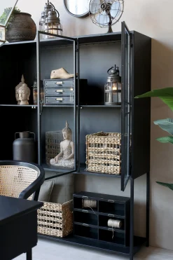 Vitrine Küchenschrank Industrial Factory Geschirrschrank Metall Vintage 3türig-Chic Antique Outlet