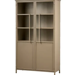 Vitrine Metallschrank Exhibit Industrial Metall-Glas Khaki 170-BePureHome New