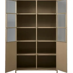 Vitrine Metallschrank Exhibit Industrial Metall-Glas Khaki 170-BePureHome New