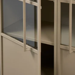 Vitrine Metallschrank Exhibit Industrial Metall-Glas Khaki 170-BePureHome New