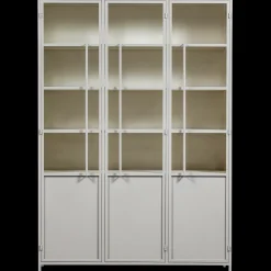 Vitrine Metallschrank Exhibit XL 3-türig Industrial Metall Glas Sand-BePureHome Outlet