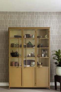 Vitrine Metallschrank Exhibit XL 3-türig Industrial Metall Glas Honiggelb-BePureHome Clearance