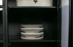 Vitrine Metallschrank Exhibit Industrial Schwarz Metall/Glas 170-BePureHome Clearance