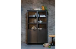 Vitrine Metallschrank Exhibit Industrial Schwarz Metall/Glas 170-BePureHome Clearance