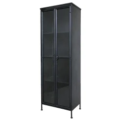 Vitrine Purist Vintage Industrial Metall/Glass Schwarz 180-Chic Antique Discount